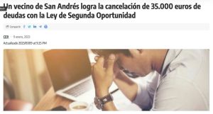 Un vecino de San Andrés logra la cancelación de una deuda de 35.000 euros con la Ley de Segunda Oportunidad